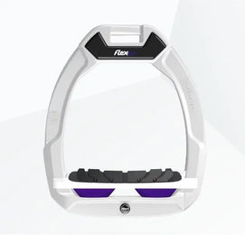 Flex-On Safe-On Sicherheitssteigbügel für Pferde in Weiß-Violett mit Grip-Funktion – Bild 1 von 1