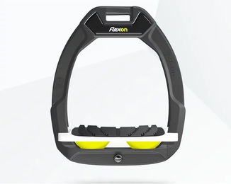 Flex-On Safe-On Sicherheitssteigbügel für Pferde mit Grip in Anthrazit Weiß Gelb – Bild 1 von 1