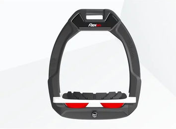 Flex-On Safe-On Sicherheitssteigbügel für Pferde mit Grip in Anthrazit Weiß Rot – Bild 1 von 1