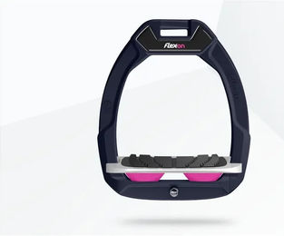 Flex-On Safe-On Sicherheitssteigbügel für Pferde mit Grip in Blau Grau Rosa – Bild 1 von 1