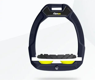 Flex-On Safe-On Sicherheitssteigbügel für Pferde mit Grip in Blau Weiß Gelb – Bild 1 von 1