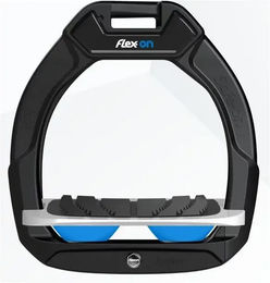 Flex-On Safe-On Sicherheitssteigbügel für Pferde mit Grip in Schwarz Grau Blau – Bild 1 von 1