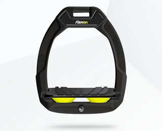 Flex-On Safe-On Sicherheitssteigbügel für Pferde mit Grip in Schwarz/Schwarz/Gelb – Bild 1 von 1