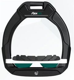 Flex-On Safe-On Sicherheitssteigbügel für Pferde mit Grip in Schwarz Weiß Grün – Bild 1 von 1