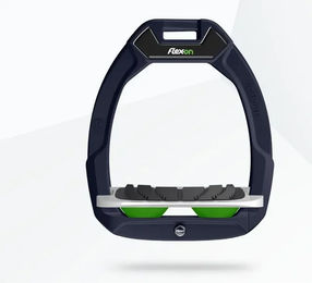 Flex-On Safe-On Sicherheitssteigbügel für Pferde mit Grip und Neigung in Blau Weiß Grün – Bild 1 von 1