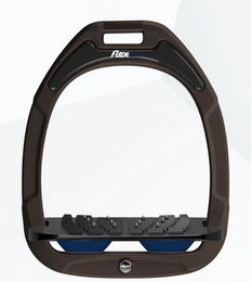 Flex-On Safe-On Sicherheitssteigbügel für Pferde mit Grip und Neigung in Braun/Schwarz/Marine – Bild 1 von 1