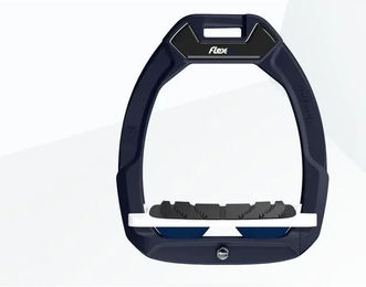 Flex-On Safe-On Sicherheitssteigbügel für Pferde mit Grip und Neigung in Braun Weiß oder Marine – Bild 1 von 1