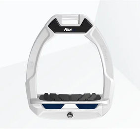 Flex-On Safe-On Sicherheitssteigbügel für Pferde mit Grip und Neigung in Weiß Grau Marine – Bild 1 von 1
