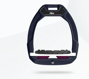 Flex-On Safe-On Sicherheitssteigbügel für Pferde mit Neigung und Grip in Blau Weiß Lila – Bild 1 von 1