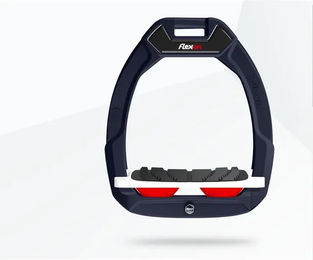 Flex-On Safe-On Sicherheitssteigbügel für Pferde mit Neigung und Grip in Marine Weiß Rot – Bild 1 von 1