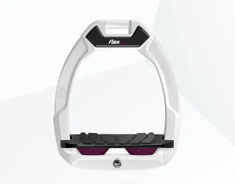 Flex-On Safe-On Sicherheitssteigbügel für Pferde mit Neigung und Grip in Weiß Schwarz oder Purpur – Bild 1 von 1