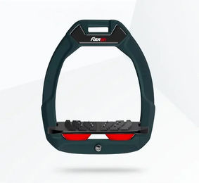 Flex-On Safe-On Sicherheitssteigbügel für Pferde mit Ultra Grip in Grün/Schwarz/Rot – Bild 1 von 1