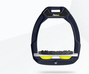 Flex-On Safe-On Sicherheitssteigbügel für Pferde mit Ultra Grip in Marine Grau Gelb – Bild 1 von 1