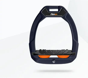 Flex-On Safe-On Sicherheitssteigbügel für Pferde mit Ultra Grip Technologie in Marine Schwarz Orange – Bild 1 von 1