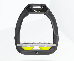 Flex-On Safe-On Sicherheitssteigbügel für Pferde Pferdesport Flach Ultra Grip Anthrazit Grau Gelb – Bild 1 von 1