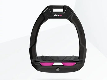 Flex-On Safe-On Sicherheitssteigbügel für Pferde Schwarz/Schwarz/Rosa mit Grip – Bild 1 von 1