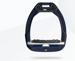 Flex-On Safe-On Sicherheitssteigbügel für Reiter aus Aluminium in Grau und Marine mit Neigung und Grip – Bild 1 von 1