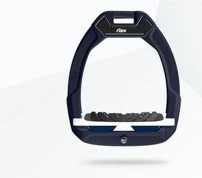 Flex-On Safe-On Sicherheitssteigbügel für Reiter aus Aluminium in Weiß und Marine mit Ultra Grip Neigung – Bild 1 von 1