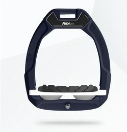 Flex-On Safe-On Sicherheitssteigbügel für Reiter mit geneigtem Grip in Marine Weiß Grau – Bild 1 von 1