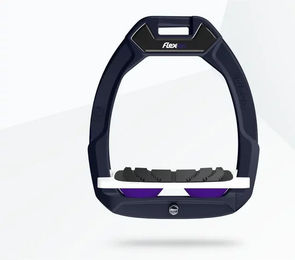 Flex-On Safe-On Sicherheitssteigbügel für Reiter mit Neigefunktion und Grip in Blau Weiß Violett – Bild 1 von 1