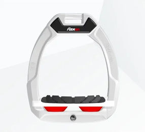 Flex-On Safe-On Sicherheitssteigbügel für Reiter mit Neigung und Grip in Weiß-Weiß-Rot – Bild 1 von 1