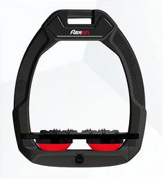 Flex-On Safe-On Sicherheitssteigbügel für Reitunterricht mit Grip in Schwarz-Schwarz-Rot – Bild 1 von 1