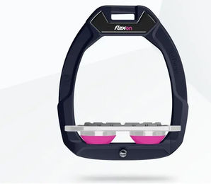 Flex-On Safe-On Sicherheitssteigbügel mit flachem Grip in Blau Grau Rosa – Bild 1 von 1
