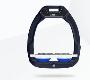 Flex-On Safe-On Sicherheitssteigbügel mit flachem Grip in Blau Weiß Blau – Bild 1 von 1