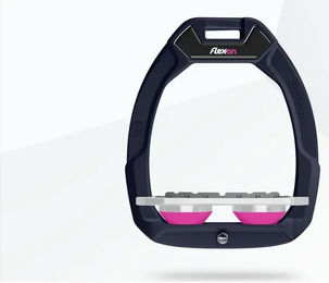 Flex-On Safe-On Sicherheitssteigbügel mit Flachgriff aus Aluminium in Grau/Rosa für Pferde – Bild 1 von 1