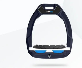 Flex-On Safe-On Sicherheitssteigbügel mit Grip in Braun Weiß Blau – Bild 1 von 1