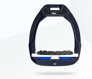 Flex-On Safe-On Sicherheitssteigbügel mit Neigung und Grip in Braun Weiß Blau – Bild 1 von 1