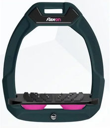 Flex-On Safe-On Sicherheitssteigbügel mit Ultra Grip für Pferde in Grün Schwarz Rosa – Bild 1 von 1