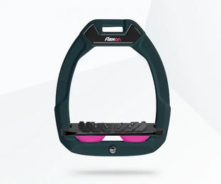 Flex-On Safe-On Sicherheitssteigbügel mit Ultra Grip für Pferde in Grün Schwarz Rosa – Bild 1 von 1
