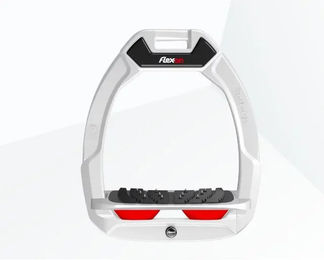 Flex-On Safe-On Sicherheitssteigbügel mit Ultra Grip für Pferde in Weiß Grau Rot – Bild 1 von 1