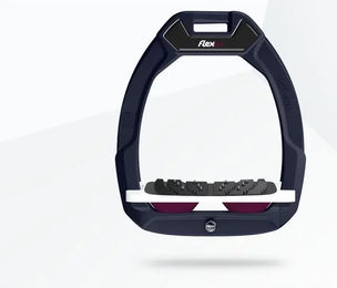 Flex-On Safe-On Sicherheitssteigbügel mit Ultra Grip Neigung in Blau Weiß Purpur – Bild 1 von 1