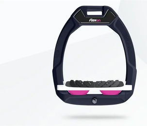 Flex-On Safe-On Sicherheitssteigbügel mit Ultra Grip Neigung in Blau Weiß Rosa – Bild 1 von 1