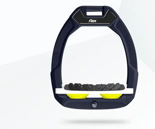Flex-On Safe-On Sicherheitssteigbügel mit Ultra Grip Neigung in Braun Weiß Gelb – Bild 1 von 1