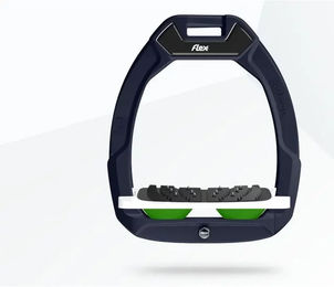 Flex-On Safe-On Sicherheitssteigbügel mit Ultra Grip Neigung in Braun Weiß Grün – Bild 1 von 1