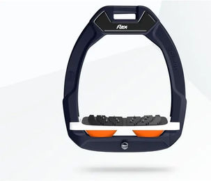 Flex-On Safe-On Sicherheitssteigbügel mit Ultra Grip Neigung in Braun Weiß Orange – Bild 1 von 1