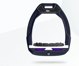 Flex-On Safe-On Sicherheitssteigbügel mit Ultra Grip Neigung in Braun Weiß Violett – Bild 1 von 1