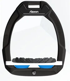 Flex-On Safe-On Sicherheitssteigbügel mit Ultra Grip Neigung in Schwarz Weiß Blau – Bild 1 von 1