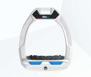 Flex-On Safe-On Sicherheitssteigbügel mit Ultra Grip Neigung in Weiß Grau Blau – Bild 1 von 1
