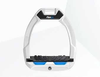 Flex-On Safe-On Sicherheitssteigbügel mit Ultra Grip Neigung in Weiß/Schwarz/Blau – Bild 1 von 1