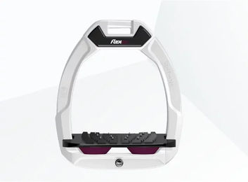 Flex-On Safe-On Sicherheitssteigbügel mit Ultra Grip Neigung in Weiß/Schwarz/Lila – Bild 1 von 1