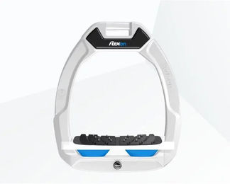 Flex-On Safe-On Sicherheitssteigbügel mit Ultra Grip Neigung in Weiß-Weiß-Blau – Bild 1 von 1