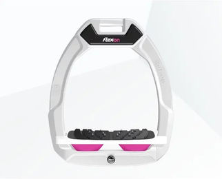 Flex-On Safe-On Sicherheitssteigbügel mit Ultra Grip Neigung in Weiß/Weiß/Rosa – Bild 1 von 1