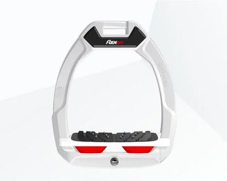 Flex-On Safe-On Sicherheitssteigbügel mit Ultra Grip Neigung in Weiß-Weiß-Rot – Bild 1 von 1