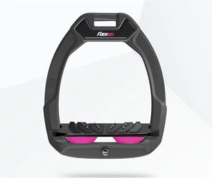 Flex-On Safe-On Sicherheitssteigbügel mit Ultra Grip Neigungswinkel in Anthrazit Schwarz Rosa – Bild 1 von 1