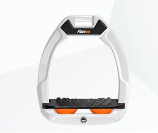 Flex-On Safe-On Sicherheitssteigbügel mit Ultra Grip Technologie für Reiter in Weiß Schwarz Orange – Bild 1 von 1
