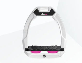 Flex-On Safe-On Sicherheitssteigbügel neigbar mit Ultra Grip in Weiß Schwarz Rosa – Bild 1 von 1